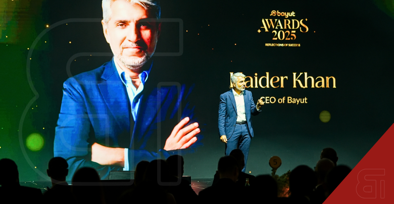 Haider Khan CEO of Bayut delivering a speech at the 2025 Bayut Awards ceremony at Atlantis The Royal.