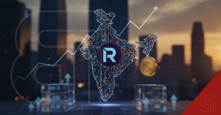 Digital map of India featuring the Razorpay logo with an upward financial trend line and coin representing its upcoming IPO