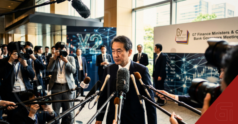 Japanese official speaking to press at the G7 Finance Ministers Meeting regarding global private credit