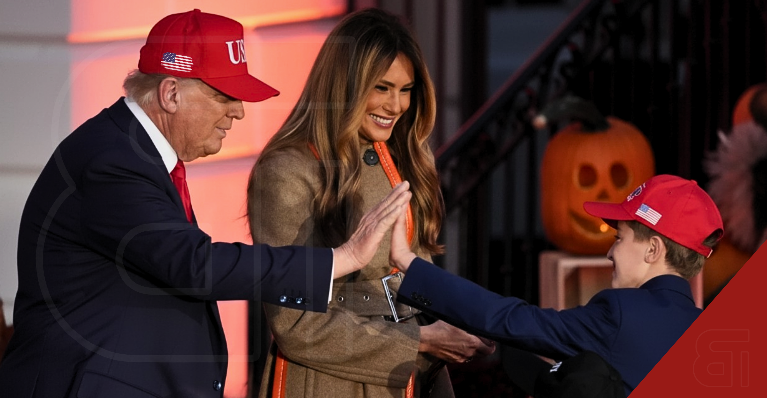 President Trump & First Lady Melania Trump distribute Halloween candy to costumed children at White House South Lawn celebration, showcasing presidential tradition amidst government shutdown.